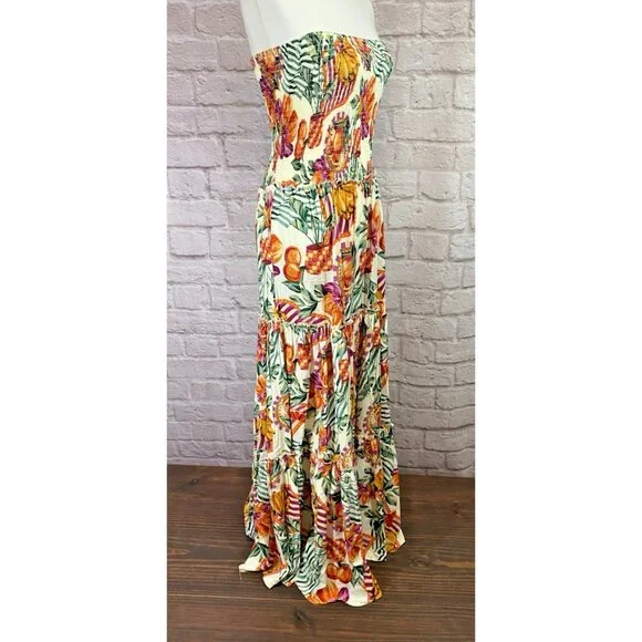 NWT Abel The Label Anthropologie Tiered Maxi Dress M Sleeveless Fruit Print ATL - Picture 3 of 13